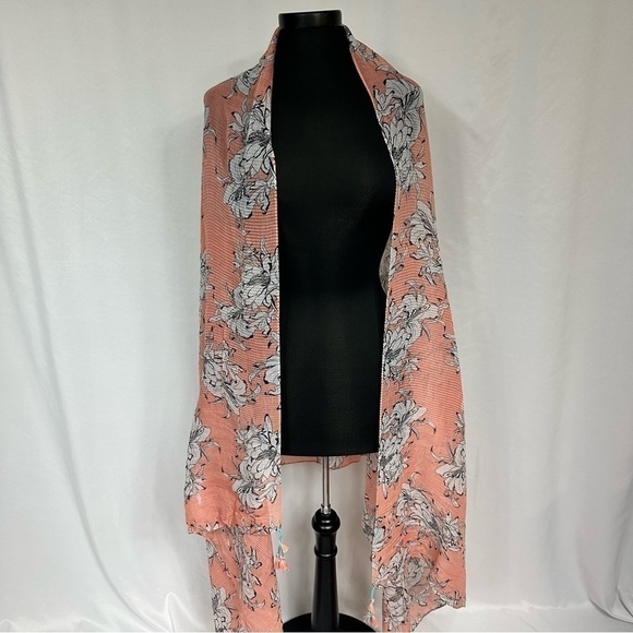 STEVE Madden Hibiscus Peach Scarf - Picture 1 of 4